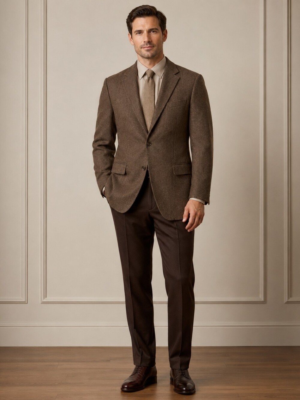 Ralph Lauren Brown Twilled 100% New Wool Lambwool Blazer/Coat- Size: 44 L